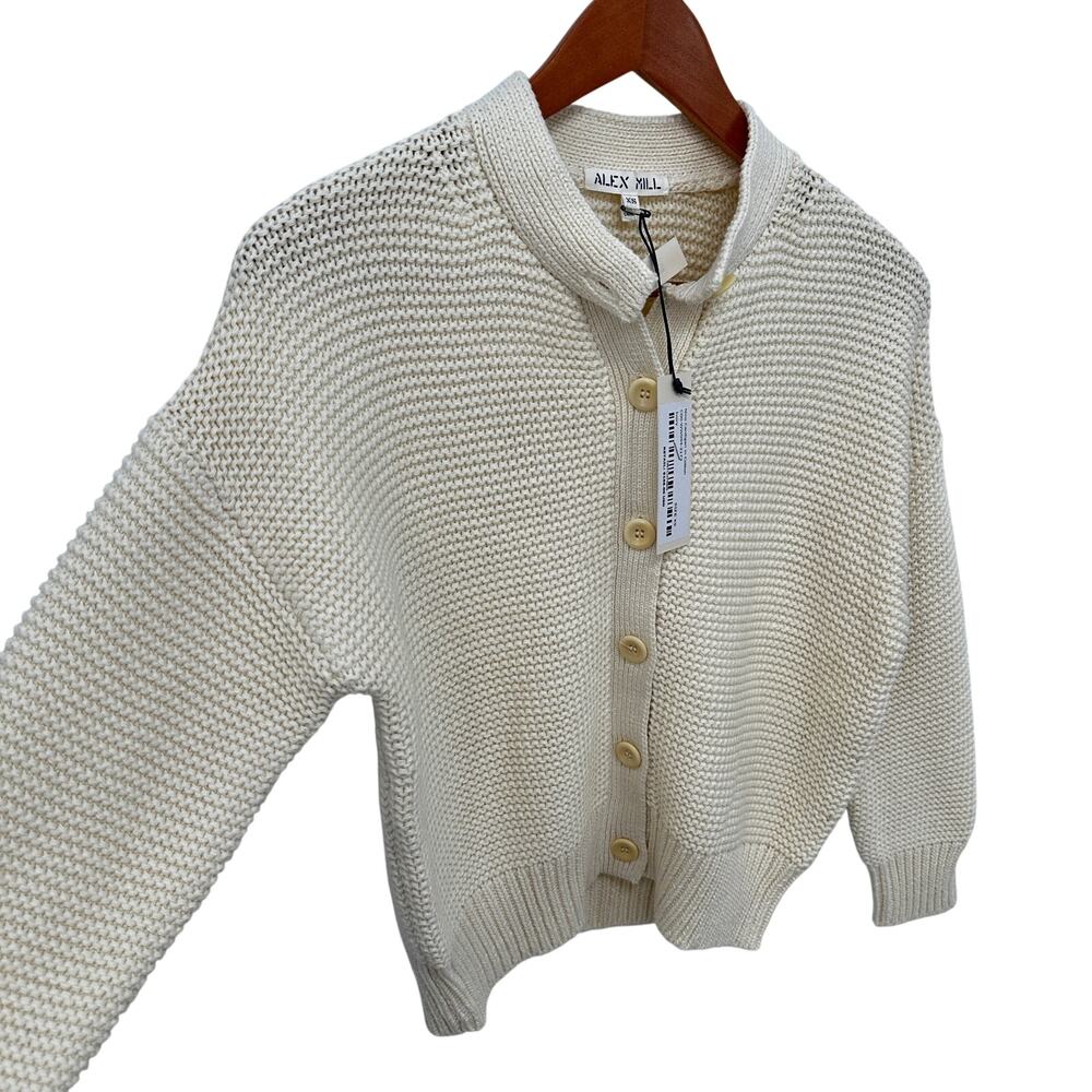 ALEX MILL NWT Evereve Nico Cotton Button Front Cardigan Sweater in Ivory // XS - Picture 7 of 14